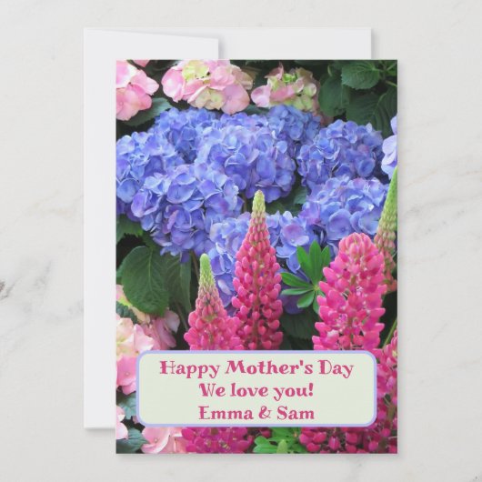 Lupins Hydrangea Blume Happy Mütter Day Card Einladung (Vorderseite)