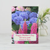 Lupins Hydrangea Blume Happy Mütter Day Card Einladung (Stehend Vorderseite)