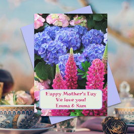 Lupins Hydrangea Blume Happy Mütter Day Card Einladung