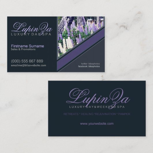 Lupins Lila Garden Health mit Foto-Vorlage Visitenkarte (Vorne/Hinten)