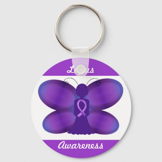 Lupus Awareness lila Märchenschmetterling Schlüsselanhänger (Vorderseite)