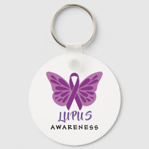 Lupus Awareness Lila Ribbon Butterfly Schlüsselanhänger