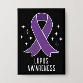 Lupus Awareness Lila Ribbon Personalisierter Text Button (Vorderseite)