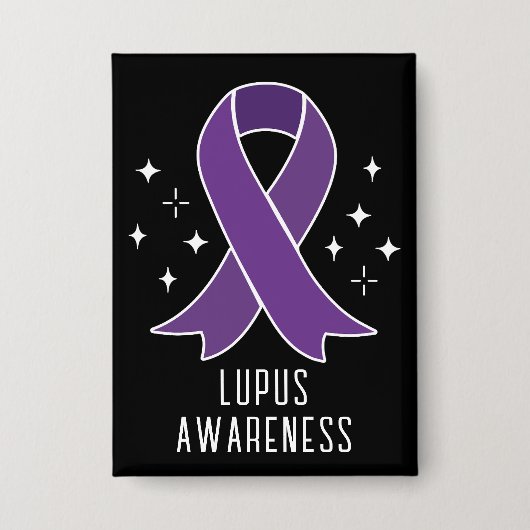 Lupus Awareness Lila Ribbon Personalisierter Text Button (Vorderseite)