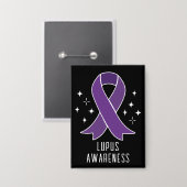 Lupus Awareness Lila Ribbon Personalisierter Text Button (Vorderseite/Rückseite)