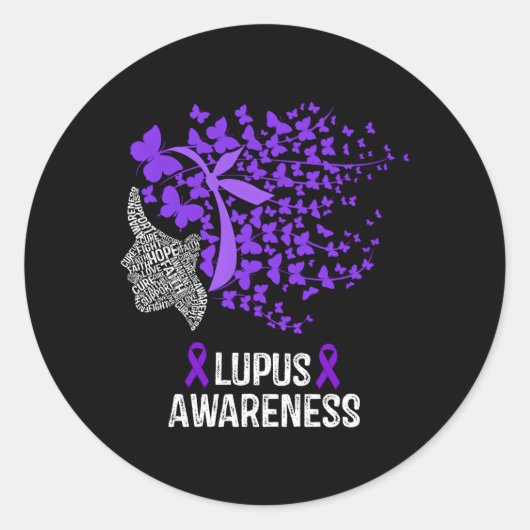 Lupus Awareness Lupus Lila Schmetterlinge Runder Aufkleber (Vorderseite)