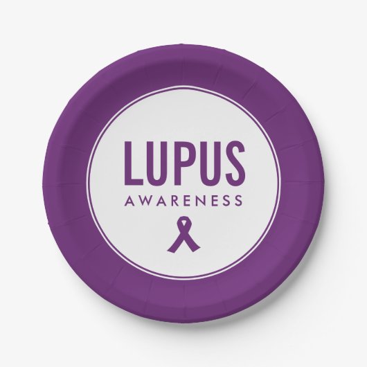 Lupus Awareness Ribbon Lila Pappteller (Vorderseite)