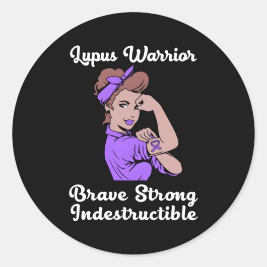 Lupus Awareness Ribbon Lupus Krieger für Runder Aufkleber (Vorderseite)