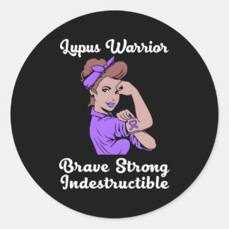 Lupus Awareness Ribbon Lupus Krieger für Runder Aufkleber
