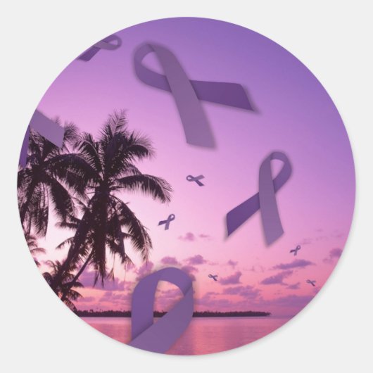 Lupus Awareness Ribbons schwimmen durch die Tropen Runder Aufkleber (Vorderseite)