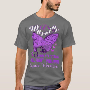 Lupus Awareness Warrior Lila Ribbon Butterfly Wo T-Shirt