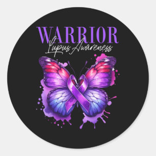 Lupus Awareness Warrior Survivor Lila Butterflie Runder Aufkleber