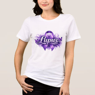 Lupus-Bewusstsein Lila Schmetterling Krieger Unter Tri-Blend Shirt