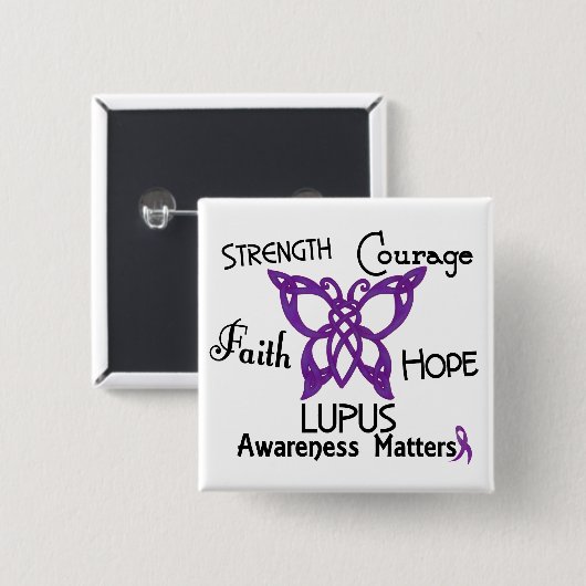 Lupus-keltischer Schmetterling 3 Button (Vorne & Hinten)