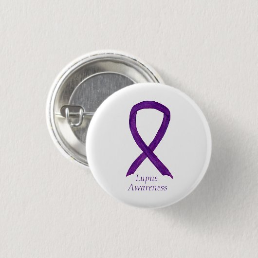 Lupus Lila Awareness Ribbon Custom Art Button (Vorne & Hinten)