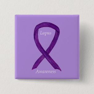 Lupus Lila Awareness Ribbon Custom Art Button