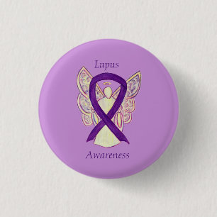 Lupus Lila Awareness Ribbon Engel Custom Art Butto Button