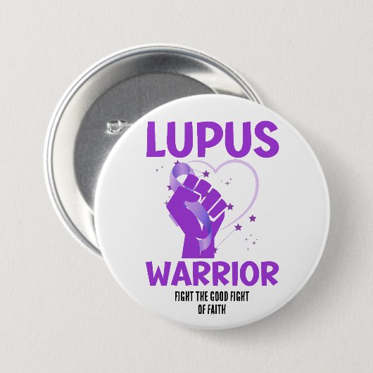 LUPUS WARRIOR Lila Aufklärungsmonat Button (Vorne & Hinten)