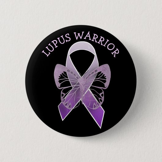 Lupus Warrior Lila Awareness Ribbon Butto Button (Vorderseite)