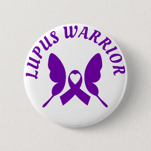 Lupus Warrior Lila Awareness Ribbon Button