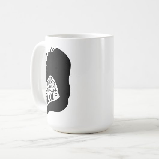 Lupus Warrior Mug – Hand-Lettered Wolf Quote Kaffeetasse (Vorderseite Links)