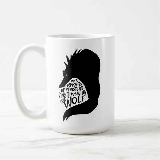 Lupus Warrior Mug – Hand-Lettered Wolf Quote Kaffeetasse (Links)