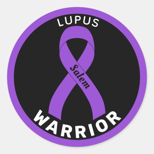 Lupus Warrior Ribbon Black Round Sticker (Vorderseite)