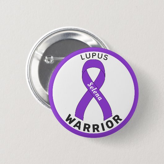 Lupus Warrior Ribbon White Button (Vorne & Hinten)