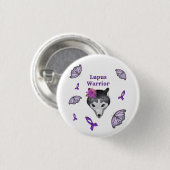 Lupus Warrior Wolf Lila Ribbon Butterfly Button (Vorne & Hinten)