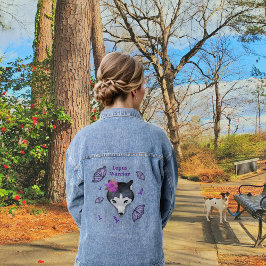 Lupus Warrior Wolf Lila Ribbon Butterfly Jeansjacke