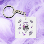 Lupus Warrior Wolf Lila Ribbon Butterfly Schlüsselanhänger