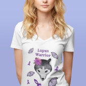 Lupus Warrior Wolf Lila Ribbon Butterfly T-Shirt
