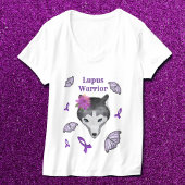 Lupus Warrior Wolf Lila Ribbon Butterfly T-Shirt