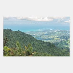 Luquiller Berge mit Blick auf die Küste Puerto Ric Rechteckiger Aufkleber