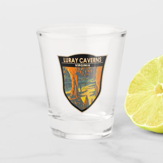 Luray Caverns Virginia Abzeichen für Reisen Schnapsglas (Vorderseite)