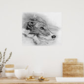 Lurcher Dog Portrait Poster (Küche)