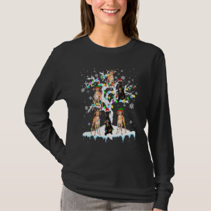 Lurcher on Xmas Tree Rentier Santa Elf Dog T-Shirt