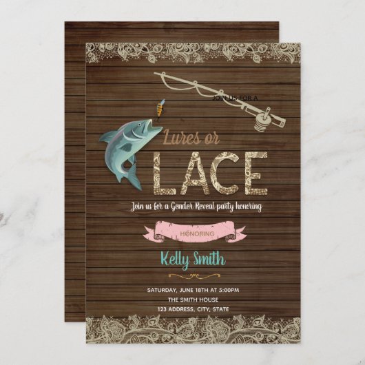 Lure oder Spitzen Geschlecht offenbaren Party Einl Einladung (Vorne/Hinten)