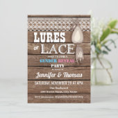 Lures or Lace Baby Gender Einladung (Stehend Vorderseite)