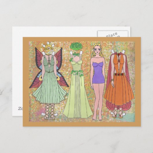 Luriel die Woodland Elf Paper Doll Postkarte (Vorne/Hinten)