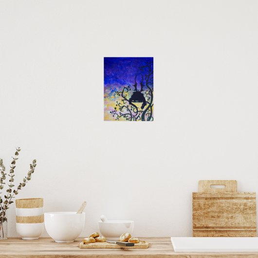 Lurking Dawn Dragon Silhouette Fantasy Art Poster (Küche)