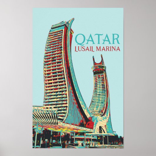 Lusail Marina Gebäude Illustration Katar Poster (Vorne)