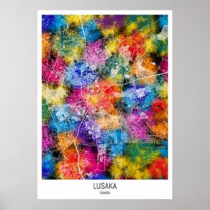Lusaka Zambia City Map Poster