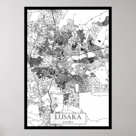 Lusaka Zambia City Map Poster