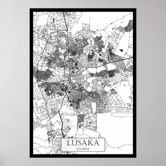 Lusaka Zambia City Map Poster (Vorne)