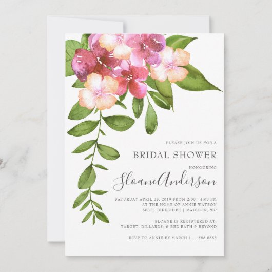 Luscious Blätter-Hawaiianer-Brautparty Einladung (Vorderseite)