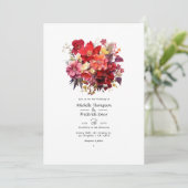 Luscious Hochzeit mit Roter Flora Einladung (Stehend Vorderseite)