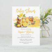 Luscious Lemon Cake Ginger Tea Baby Dusche Einladung (Stehend Vorderseite)