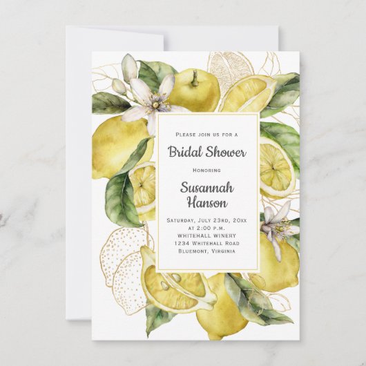 Luscious Lemons Brautparty Karte (Vorderseite)