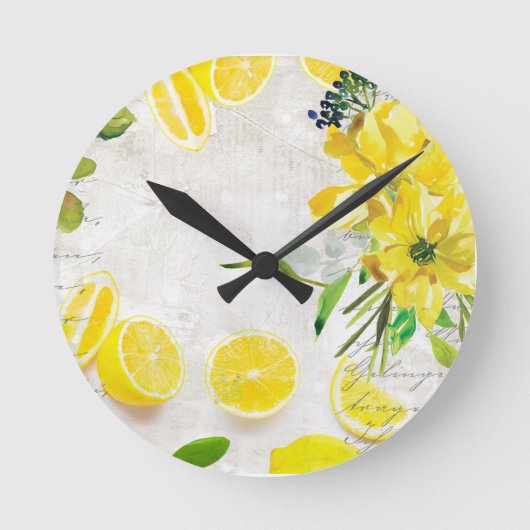 Luscious Lemons Runde Wanduhr (Vorderseite)